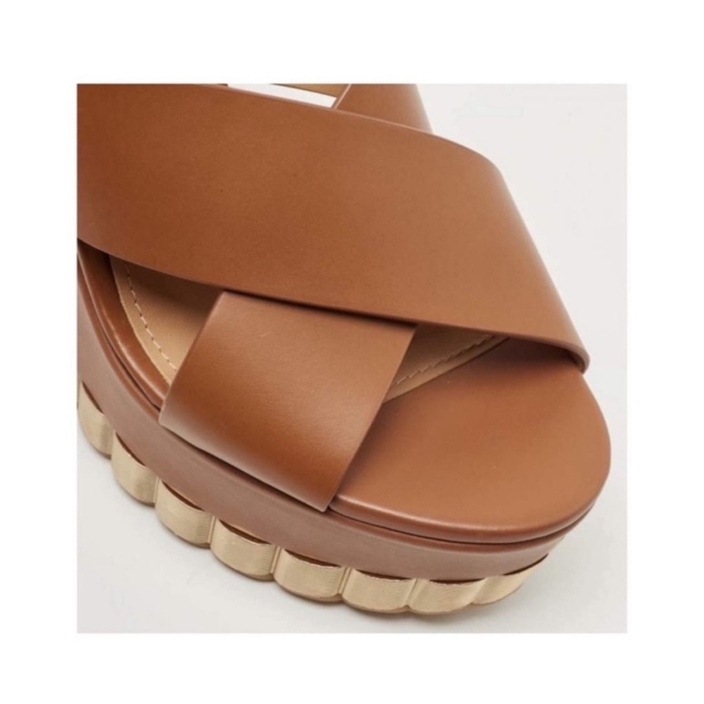 New! Salvatore Ferragamo Nicosia Wedge Platform Sandals in Brown Leather - Picture 7 of 14